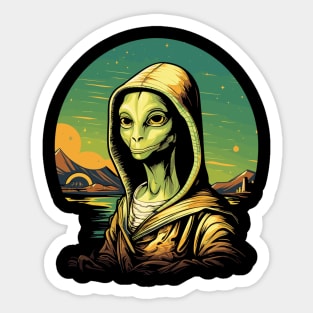 UFO Mona Lisa Alien Gifts Men Women Kids Funny Alien Sticker